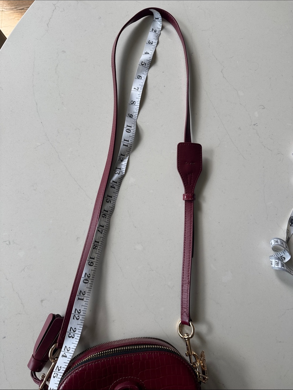 Marc Jacobs Wine Red Croc-Embossed Leather Crossbody Bag - Picture 10 of 13